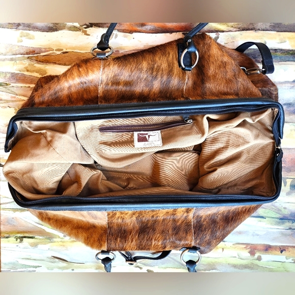 BIG BAD Cowhide Weekender BS TRADING Old West Brown Cow Fur Texas Satchel NEW - Picture 13 of 16